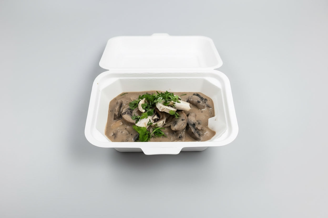 Strogonoff proteico de 3 tipos cogumelos