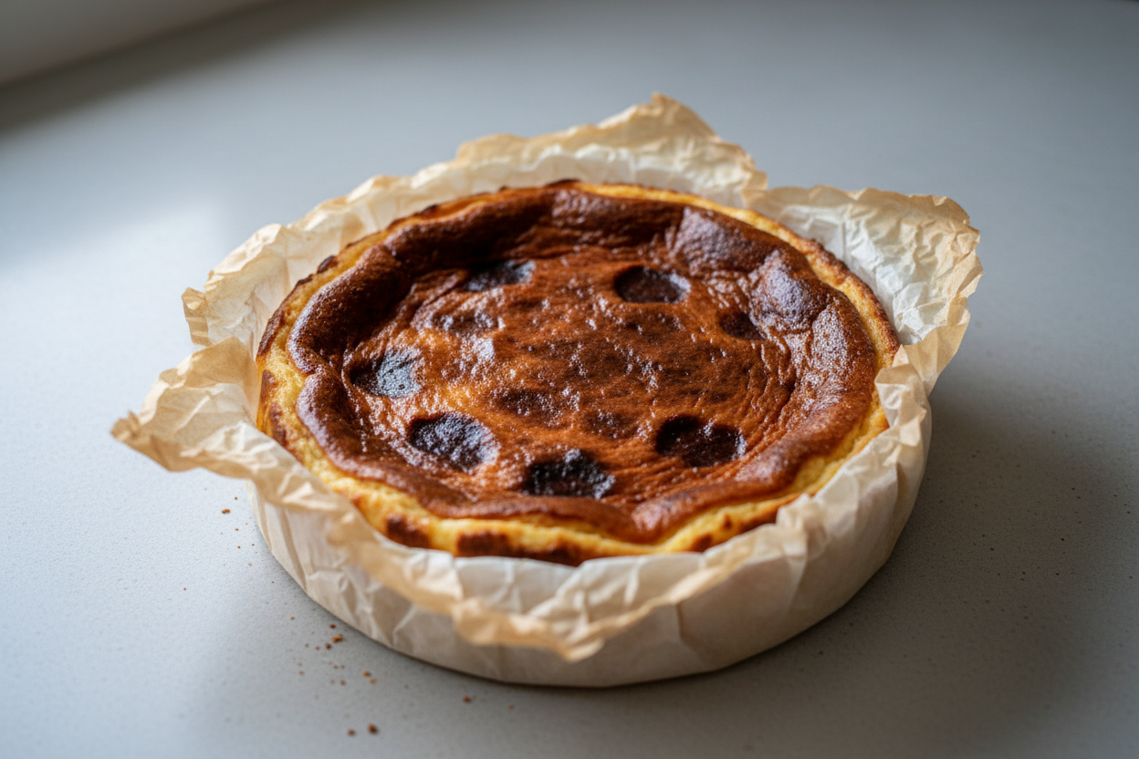 A Tarta Basca embrulhada em papel vegetal